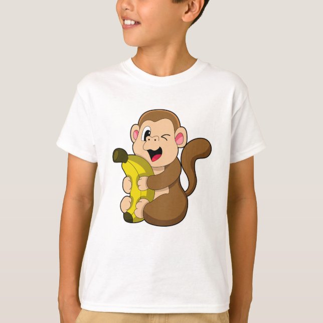 Funny Monkey mit Banana T-Shirt (Vorderseite)