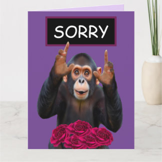Funny Monkey & Roses Apology Card Karte