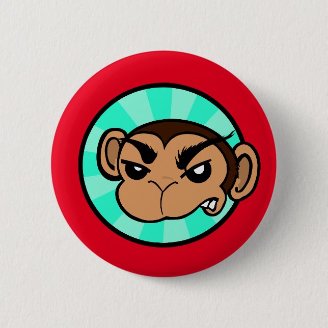 FUNNY MONKEY ROUND BUTTON RÜCKKOPF (Vorderseite)