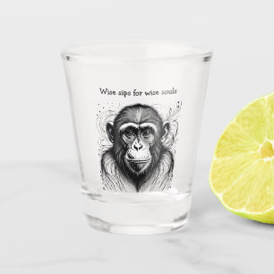 Funny Monkey Schwarz-weiß Ink individuell angepass Schnapsglas