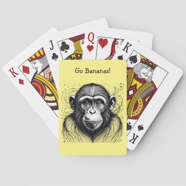 Funny Monkey Schwarz-weiß Ink individuell angepass Spielkarten (Rückseite)