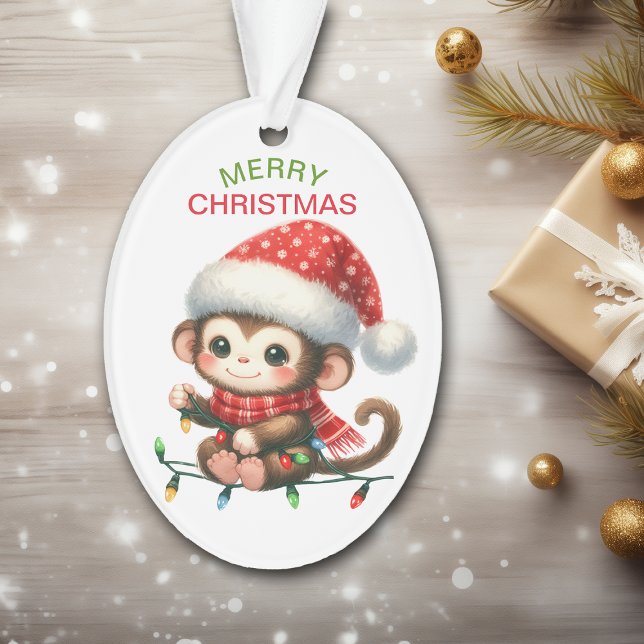 Funny Monkey String Lights Kinder Weihnachten Ornament (Von Creator hochgeladen)