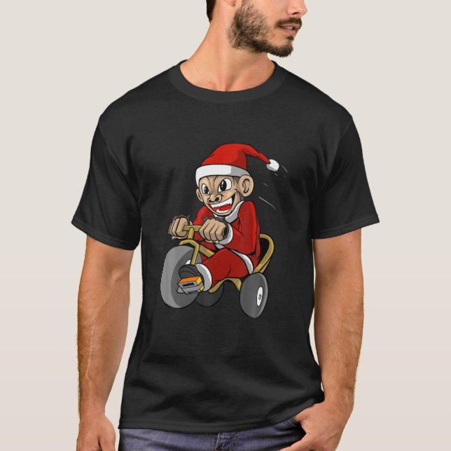 Funny Monkey Weihnachten Weihnachtsmann T-Shirt (Vorderseite)
