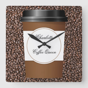 Funny Monogram Coffee Theme Wall Decks Uhren