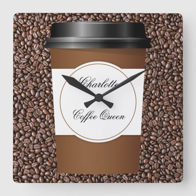 Funny Monogram Coffee Theme Wall Decks Uhren (Vorderseite)