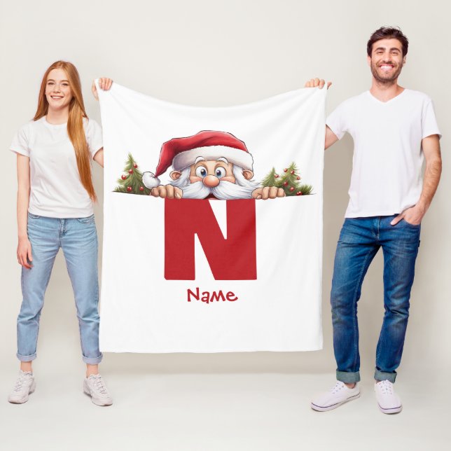 Funny Monogram Family Christmas Fleecedecke (Beispiel)