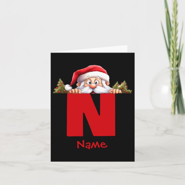Funny Monogram Family Christmas Red Santa  Karte (Vorderseite)