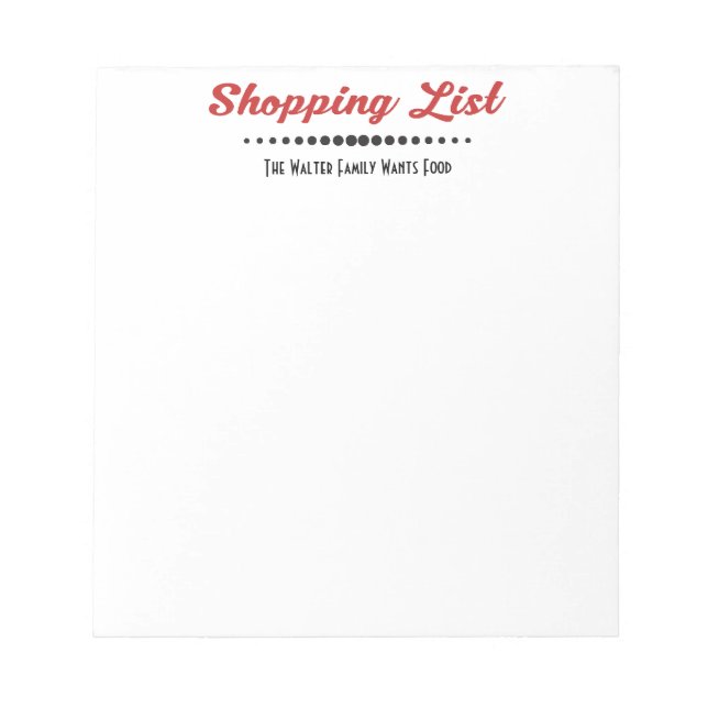 Funny Monogram Family Shoppiing List - Retro Notizblock (Vorderseite)