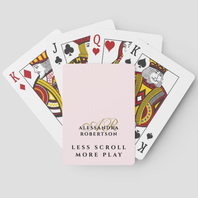  Funny Monogram Pastel Pink Gold Inspitational Spielkarten (Rückseite)