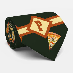 Funny Monogrammed Pizza Pattern Gag Gift Krawatte