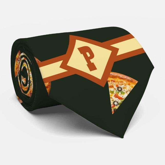 Funny Monogrammed Pizza Pattern Gag Gift Krawatte (Gerollt)