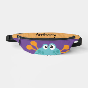 Funny Monster Aqua Lila Personalisiertes Kind Bauchtasche