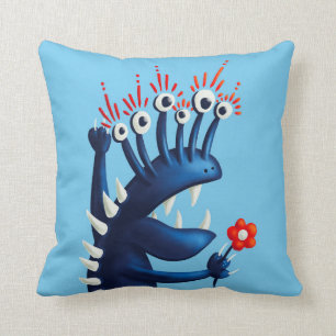 Funny Monster Blumen Blue Kids Kissen