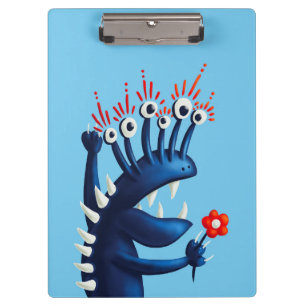 Funny Monster Blumen Blue Kids Klemmbrett