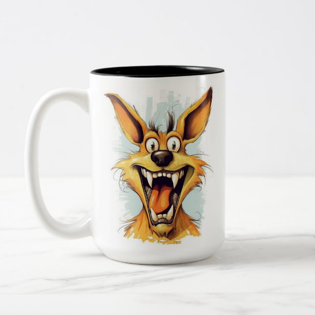 Funny Monster Hund: Bone Gnasher Zweifarbige Tasse (Links)