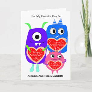 Funny Monster Kids Valentine's Day Feiertagskarte