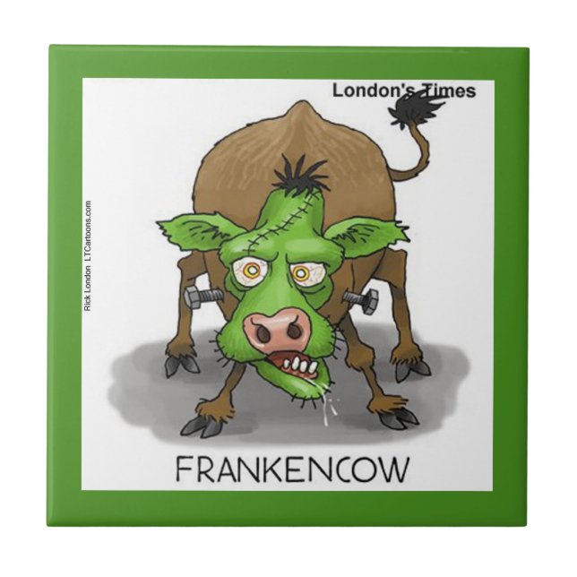 Funny Monster Kuh Keramik Tile Fliese (Vorderseite)