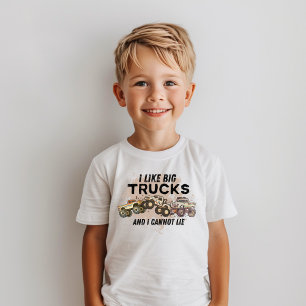 Funny Monster Truck Boys Moderne Typografie T-Shirt