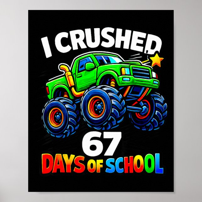 Funny Monster Truck Six Seven Meme Boys Kids Schoo Poster (Vorne)