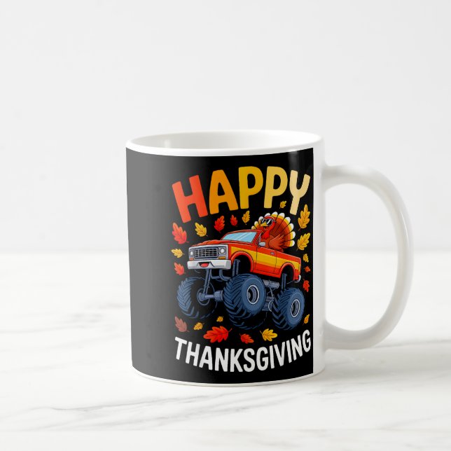 Funny Monster Truck Turkey Happy Thanksgiving For  Kaffeetasse (Rechts)