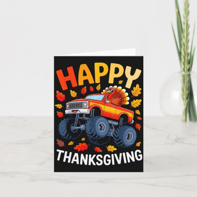 Funny Monster Truck Turkey Happy Thanksgiving For  Karte (Vorderseite)