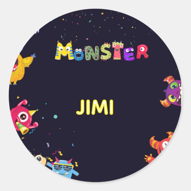 Funny MonsterKids Birthday Party Stickers (Vorderseite)