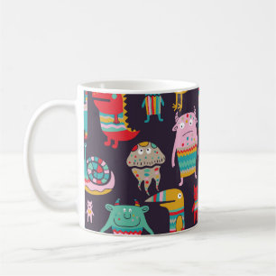 Funny Monsters Cartoon Nahtloses Muster Kaffeetasse