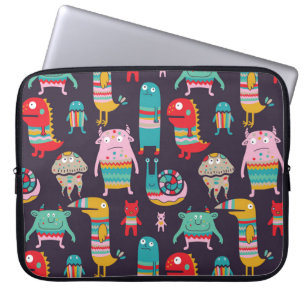 Funny Monsters Cartoon Nahtloses Muster Laptopschutzhülle