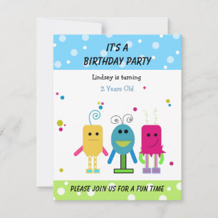 Funny Monsters Einladung zum Geburtstag