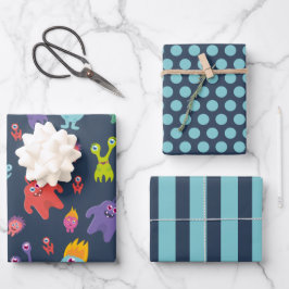 Funny Monsters Wrapping Paper Set Geschenkpapier Set