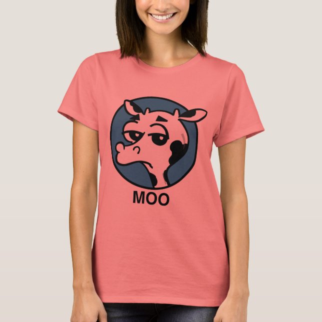 FUNNY MOO COW GRAPHIC RINGER T - SHIRT (Vorderseite)