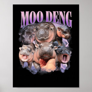 Funny Moo-deng Baby Pygmy Hippo Niedlicher Zoo für Poster