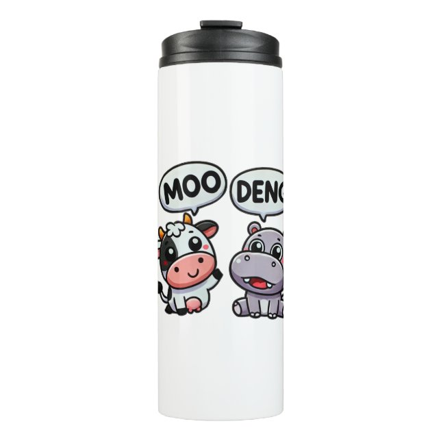 Funny Moo Deng Friends - Hippo & Cow Thermosbecher (Vorderseite)