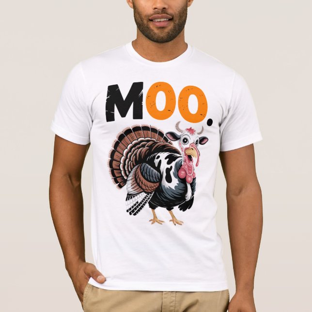 Funny Moo Turkey Thanksgiving Design T-Shirt (Vorderseite)