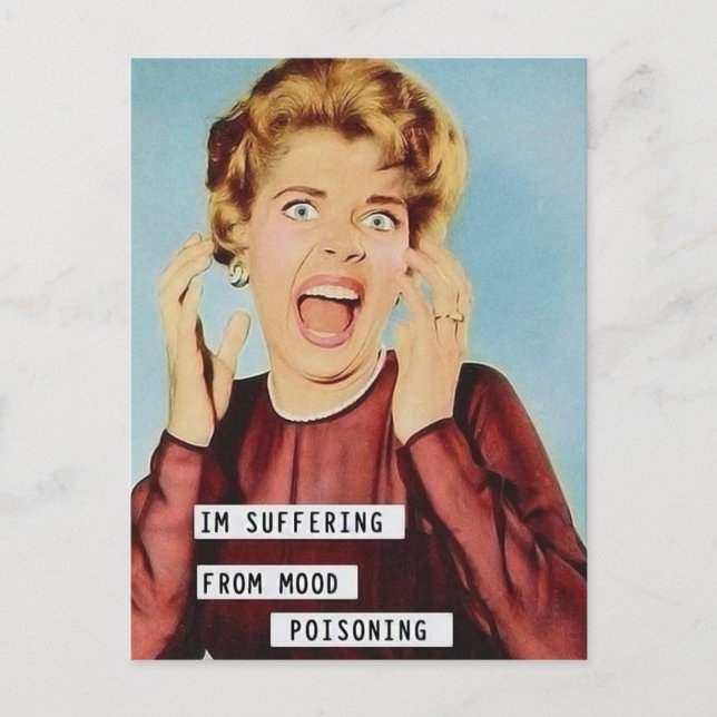 Funny Mood Poisioning Vintage Frau Postkarte (Vorderseite)