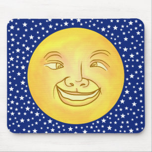Funny Moon Man Außenraum Vintag Mousepad