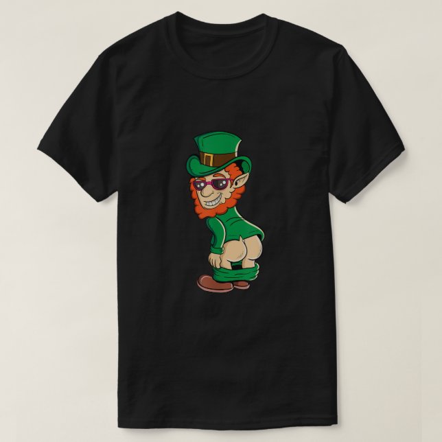 Funny Mooning Leprechaun Hintern St Patricks Day I T-Shirt (Design vorne)