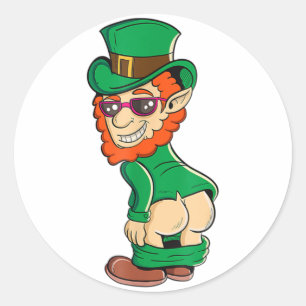 Funny Mooning Leprechaun Hintern St Patrick's Day  Runder Aufkleber