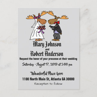 Funny Moose Braut und Groom Hochzeit Einladung