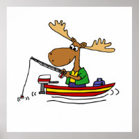 Funny Moose Fishing Cartoon