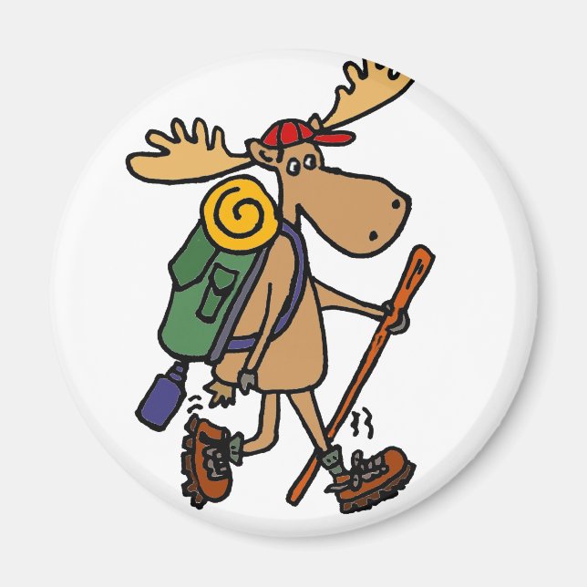 Funny Moose Hiker Magnet (Vorne)