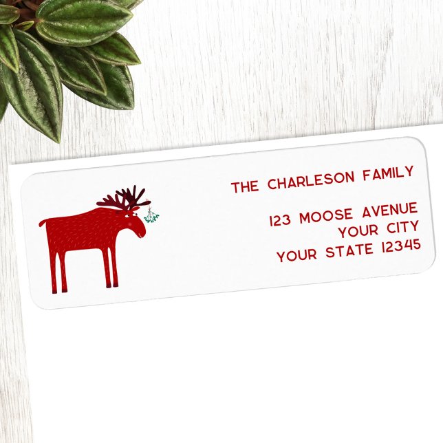 Funny Moose Holiday Rücksendeadresse (Fun moose or elk holiday return address label)