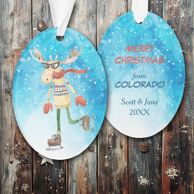 Funny Moose Ice Skater Colorado Ornament (Von Creator hochgeladen)