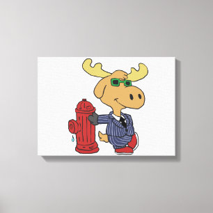 Funny Moose in blauer Anzug Hintergrundfarbe aus Leinwanddruck