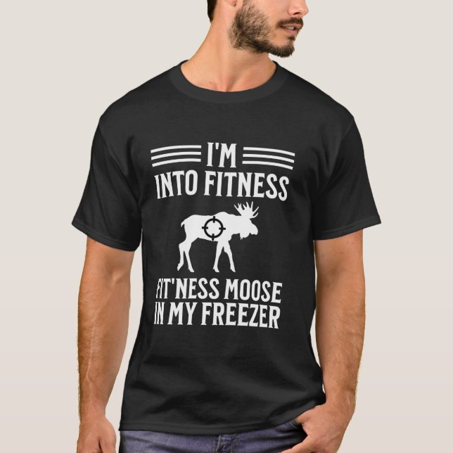 Funny Moose Junting Hunter Long Sleeve T Shirt (Vorderseite)