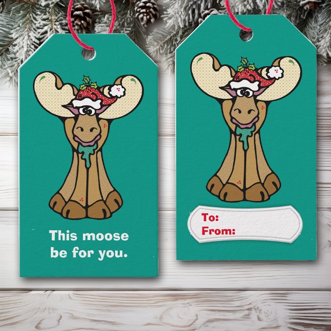 Funny Moose Sei zu Weihnachten Geschenkanhänger (Von Creator hochgeladen)