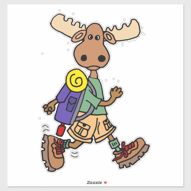 Funny Moose Wandern Cartoon Aufkleber (Blatt)
