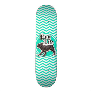 Funny Mops; Aqua Zickzack Skateboard