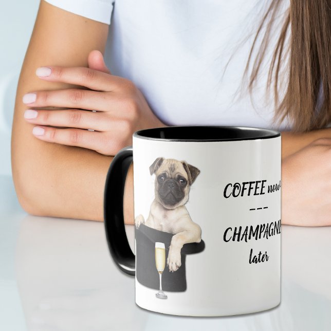 Funny Mops Champagne Tasse (Von Creator hochgeladen)