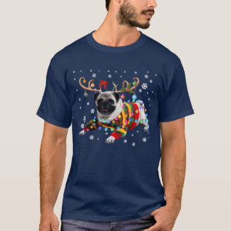 Funny Mops Dog Christmas Rein Weihnachtsleuchter M T-Shirt